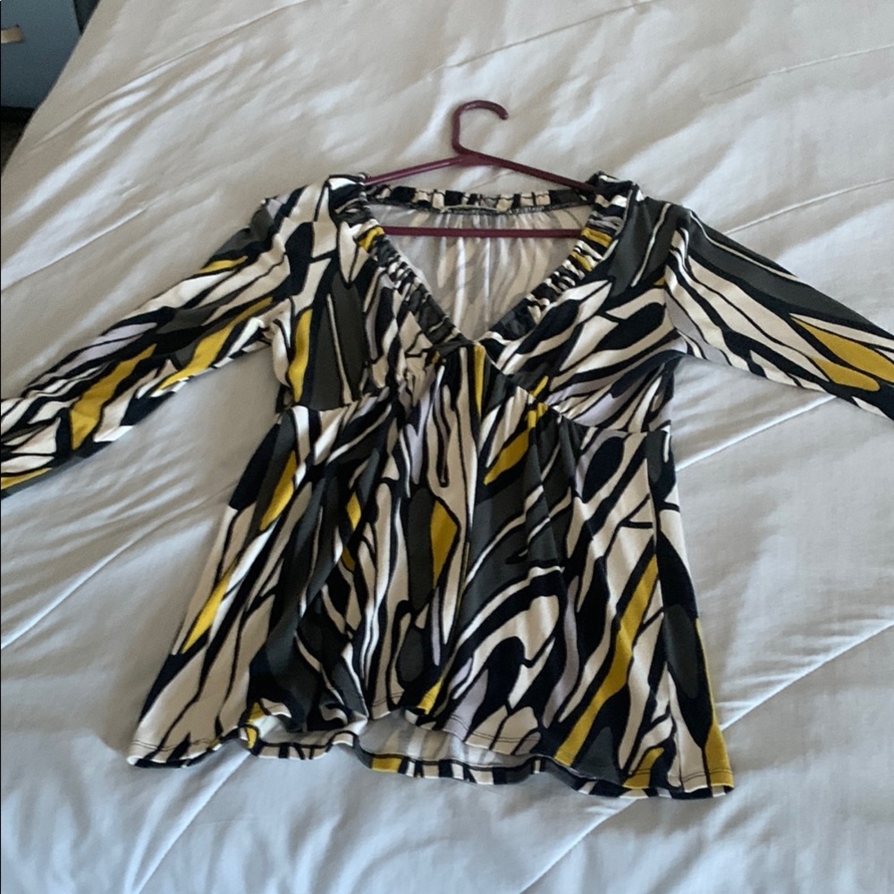 Weston Wear Black and White Asymmetrical Blouse